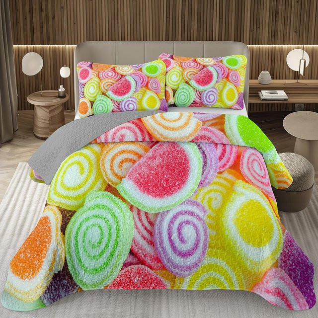 Lodestar Bettüberwurf-Set mit Lutscher-Motiv für Kinder und Teenager, King Size, Mehrfarbig, B/T: 240 x 220 cm - Bild 1