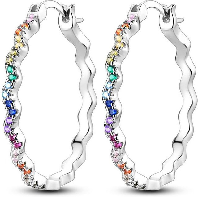 Creolen 925 Silber, Bunt, Zirkonia, Damen - Bild 1