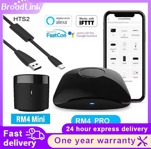 BroadLink RM4 Pro RM4+ HTS2 Smarte Universalfernbedienung mit Temperatur- und Feuchtigkeitssensor in Schwarz - Bild 1