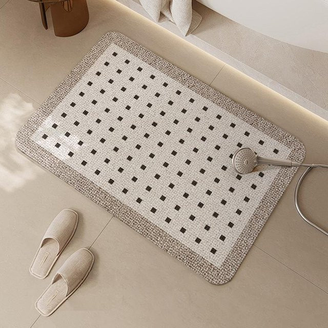Schnelltrocknende und saugfähige Badezimmer-Bodenmatte von Yiran Furniture in Beige, rutschfest und weich, B/B: 40 x 60 cm - Bild 1