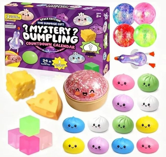 Binchi Cultural Supplies Adventskalender Teigtaschen Squishy, 24-Tage Countdown-Kalender - Bild 1
