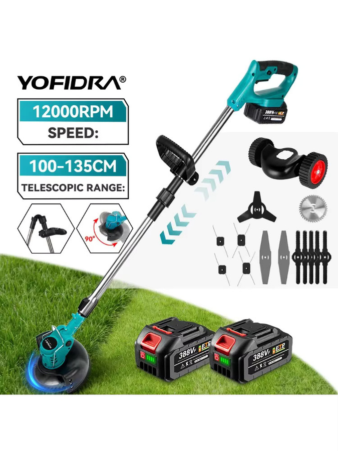 Elektrischer Rasenmäher Trimmer mit 6 Zoll 12000RPM für Makita LXT Akku, faltbares Schneid- und Beschneidungswerkzeug, Schnittbreite 100-135 cm - Bild 6