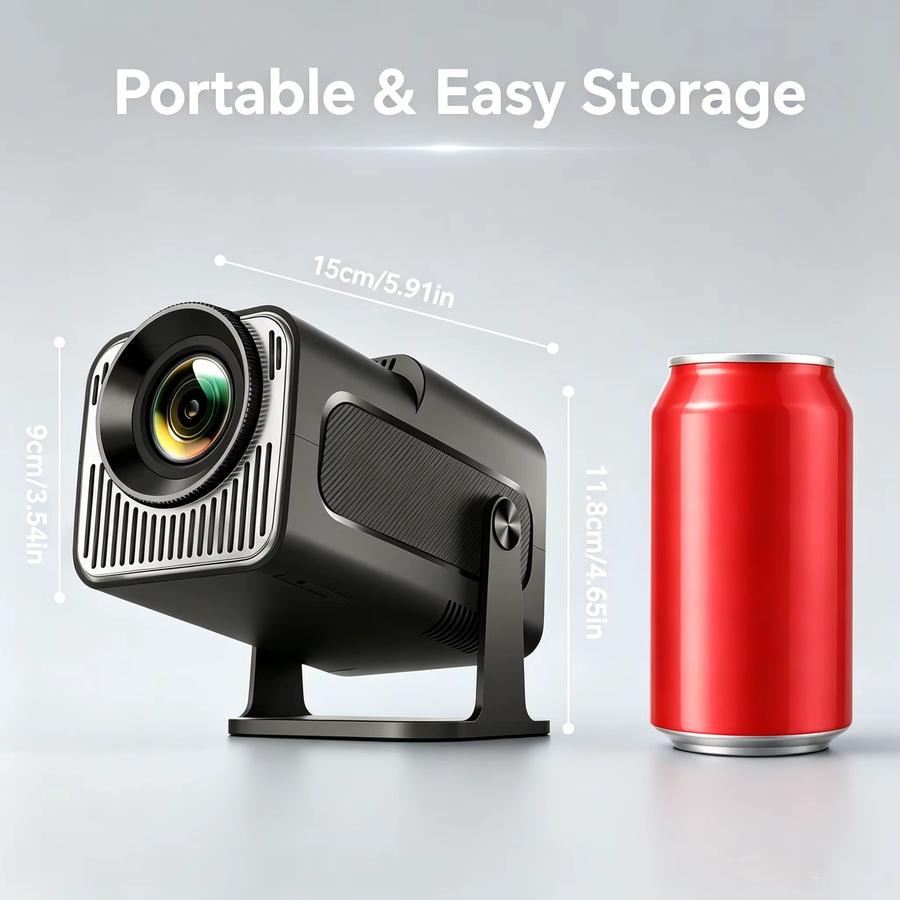 ZNLYRION Mini Smart Projektor mit 4K Dekodierung, Android 11.0, WiFi 6 und Bluetooth 5.0, tragbares Heimkino mit automatischer Trapezkorrektur für bis zu 130 Zoll Bildschirm - Bild 2