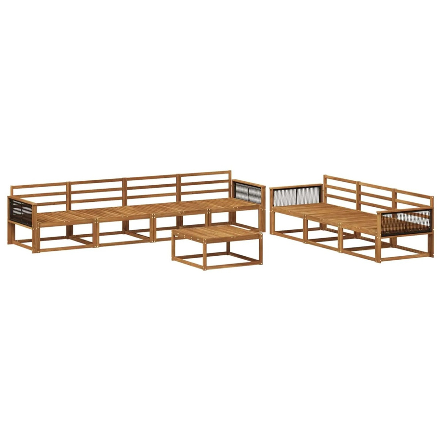 vidaXL Outdoor-Sofagarnitur aus Massivholz Akazie in Natur Braun, 8-teiliges Set mit Tisch und Sesseln - Bild 2