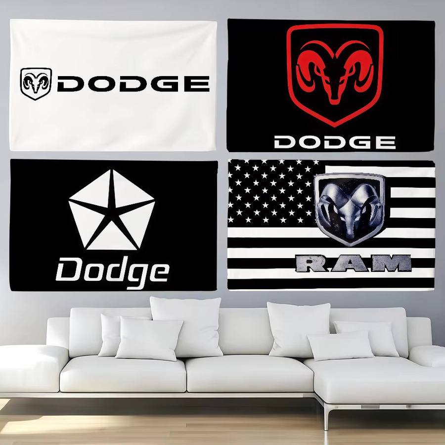 D-Dodge Auto-Logo-Flagge in Schwarz als dekoratives Banner zum Aufhängen für Camping, Party und Outdoor-Events, B: 60,0 cm, H: 40,0 cm - Bild 2