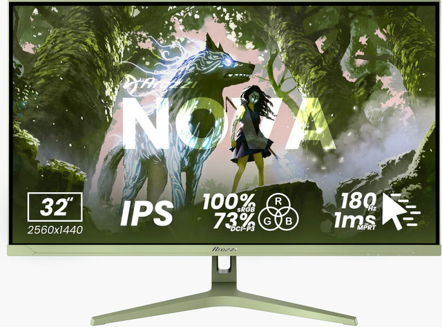 Arozzi Nova Gaming-Monitor, 32 Zoll, QHD, IPS, 180 Hz, Grün - Bild 1