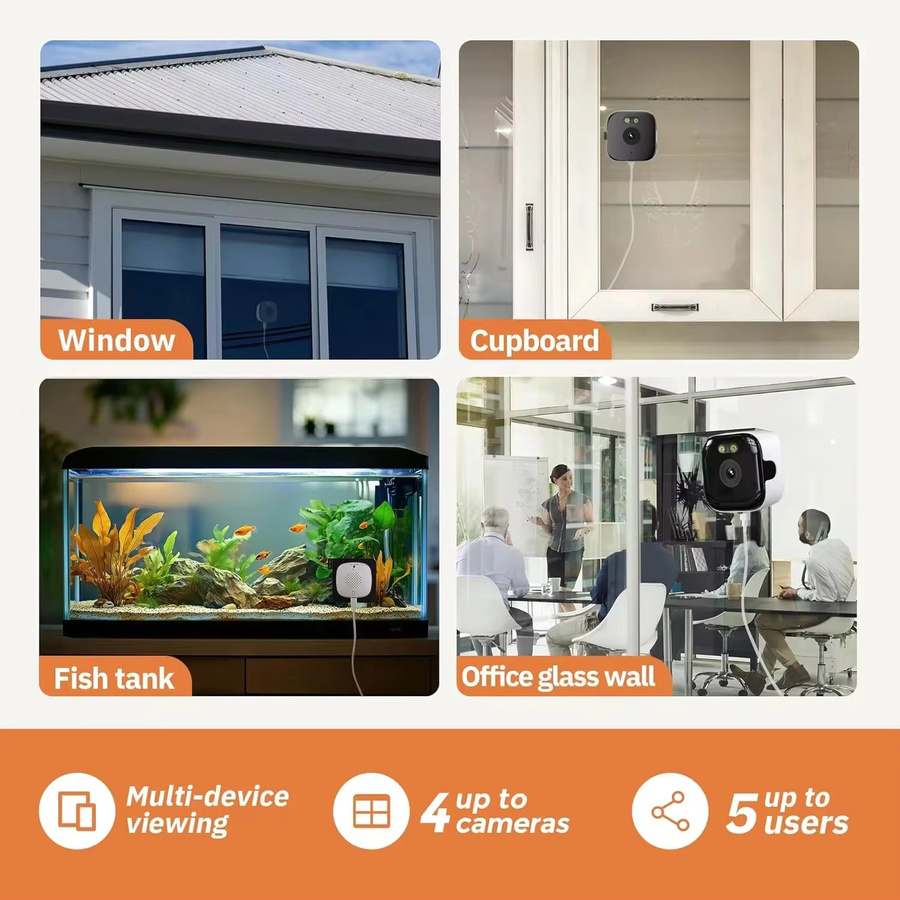 DIXSG WLAN Fensterkamera mit 3MP Full HD, 2,4/5GHz Dualband, Vollfarbige Nachtsicht, Weiß - Bild 2