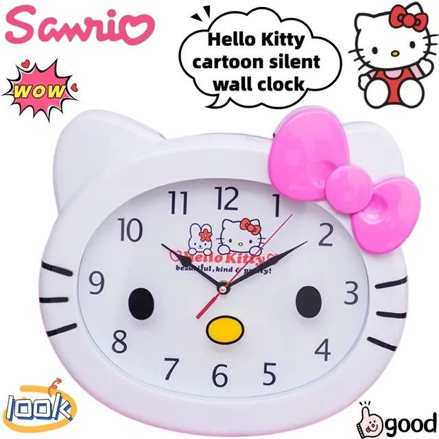 Sanrio Hello Kitty Wanduhr in Herzform mit lautlosem Analogmechanismus für Mädchen - Bild 1