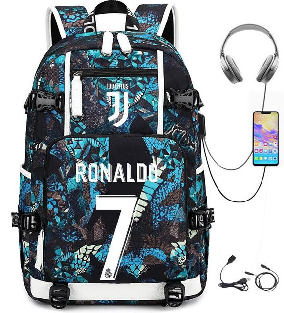 3-teiliges Schulrucksack-Set aus Oxford-Stoff in Schwarz und Multicolour mit Schultasche und Federmäppchen - Bild 1