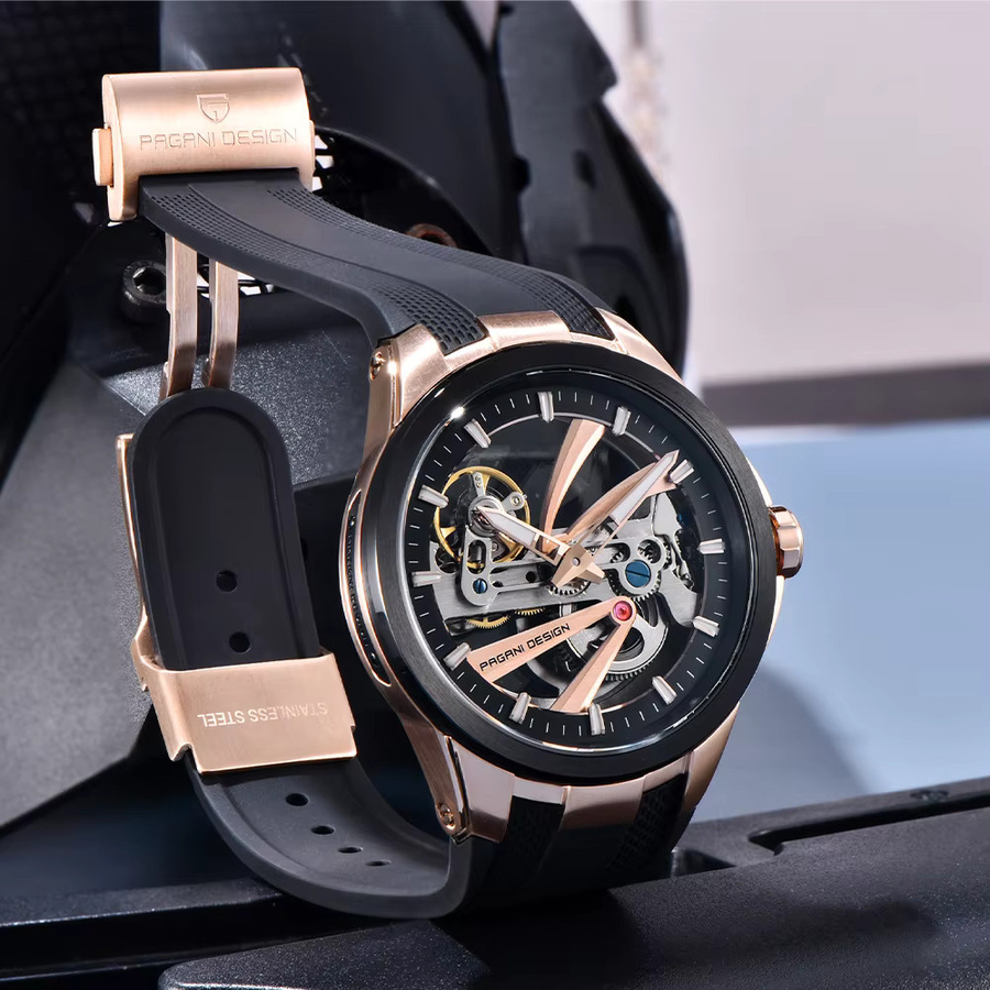 PAGANI DESIGN Armbanduhr Automatik, Edelstahl, Kautschuk, Saphirglas, Herren - Bild 4
