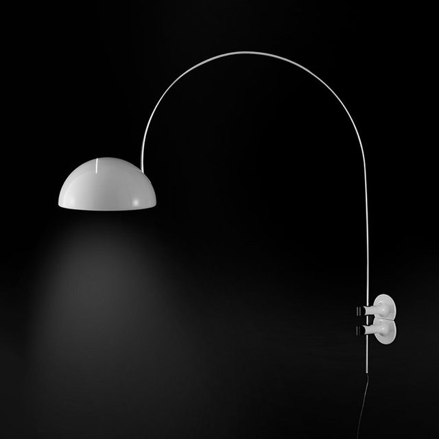 Oluce Coupé 1159/R Wandleuchte in Weiß und Chrom aus Aluminium mit verstellbarem LED-Leuchtmittel (E27) - Bild 1