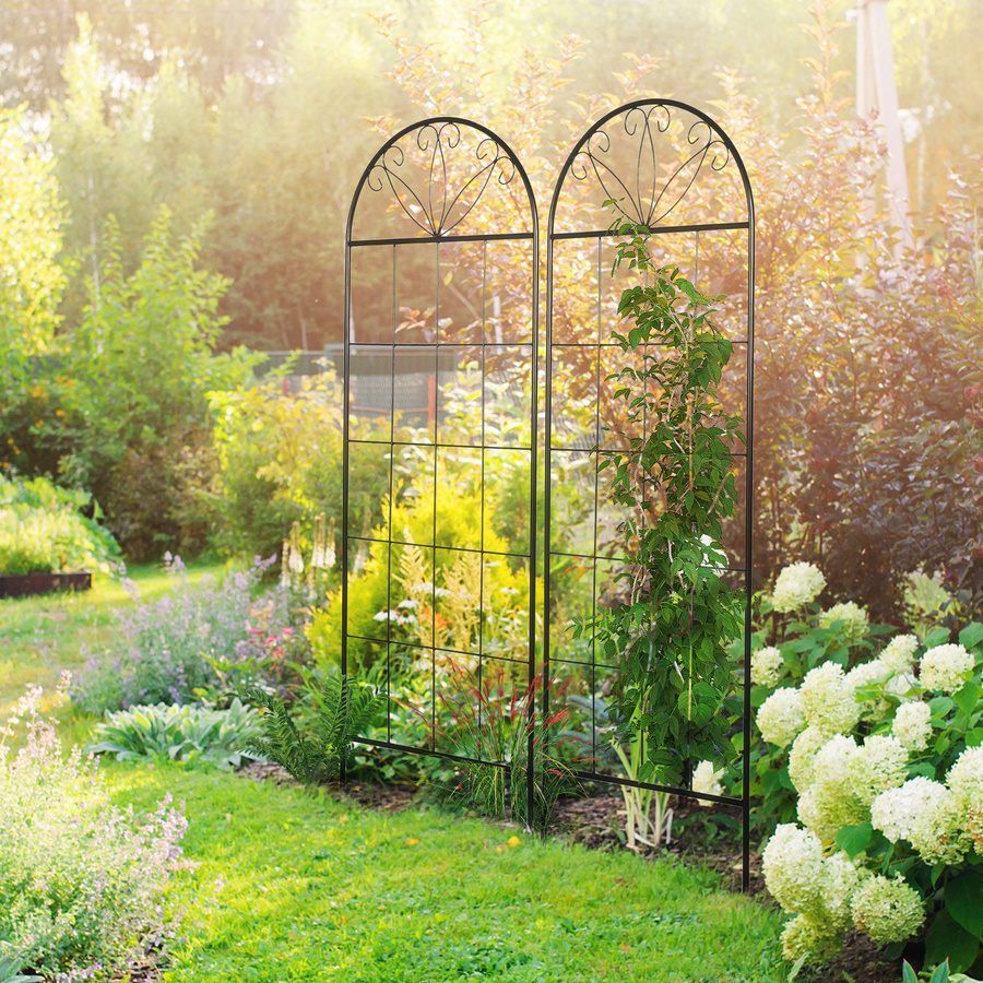 Outsunny Trellis Garten Set aus Metall zur Unterstützung von Kletterpflanzen, 2er Set, schwarz, B: 51 cm, H: 152 cm - Bild 2