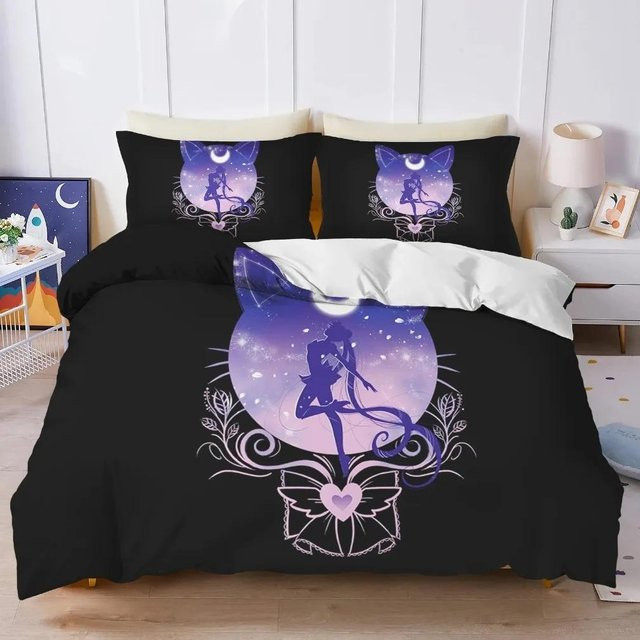 Sailor Moon Bettwäsche Set mit Motivdruck, 3-teilig, Schwarz, B/H: 150 x 200 cm - Bild 1