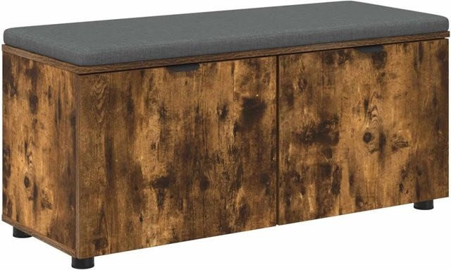 vidaXL Flurbank mit Kissen und Tür in Geräucherte Eiche, B/T/H: 100 x 38 x 46 cm - Bild 1