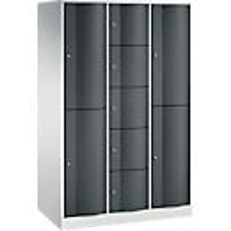 C+P Kombi-Schließfachschrank Resisto mit 3 Abteilen und 9 Fächern, Lichtgrau/Anthrazitgrau, B/T/H: 114,8 x 64,0 x 195,0 cm - Bild 2