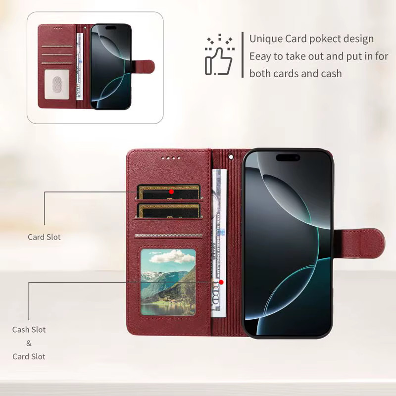 Realme Brieftaschen-Handyhülle aus Leder mit RFID-Blockierung und Anti-Diebstahl-Funktion in Braun - Bild 3