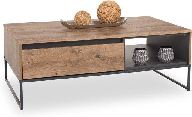 Couchtisch HARPER WAKEFIELD in Braun/Cognac aus MDF und Metall, Modern, B: 115 cm, T: 42 cm, H: 42 cm - Bild 1