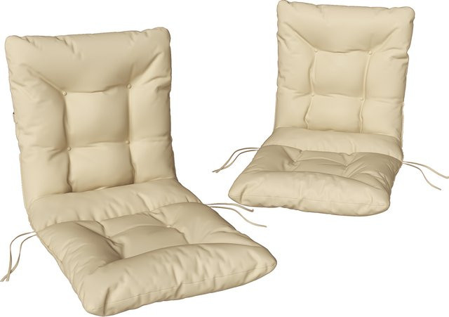 Outsunny 2er Set Sitzkissen Beige mit Bändern, wasserabweisende Sitzauflage für Gartenmöbel und Essstühle, B/T/H: 120 x 50 x 8 cm - Bild 1