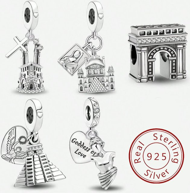 Charm 925 Silber, Perle, Zirkonia, Klassisch - Bild 1