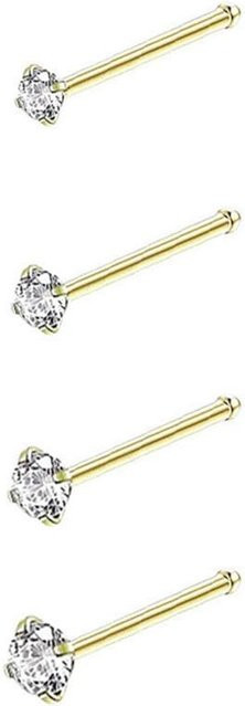YULIN Nasenpiercing Stecker Set, Edelstahl, Zirkonia, Gold, Damen - Bild 1