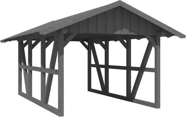 Skan Holz Carport Schwarzwald aus Fichtenholz mit Dachschalung in Grau, Breite: 424 cm, Tiefe: 600 cm - Bild 1