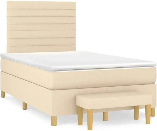 vidaXL Boxspringbett Hybrid mit Matratze und Taschenfederkern in Creme, B/T: 120 x 200 cm - Bild 1