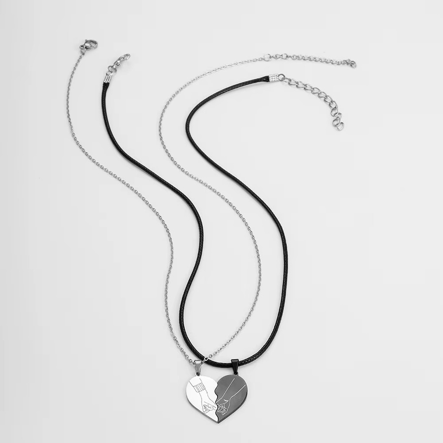 YiYuYiHua Halskette Set, Edelstahl, Herz, Unisex - Bild 2
