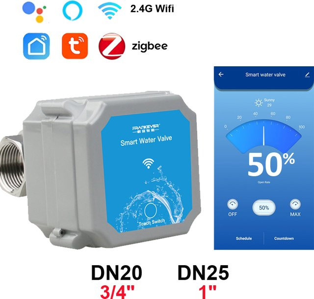 Tuya Intelligentes Wasser-Kugelventil mit Abschaltfunktion von 0% bis 100% für Gartenwasserhahn-Automatisierung via Zigbee oder WLAN in Weiß - Bild 1