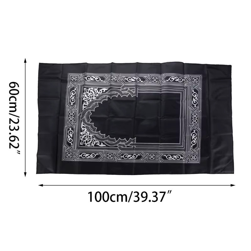 Tragbarer wasserdichter Gebetsteppich mit Kompass in Schwarz im Vintage-Oriental-Design - Bild 3
