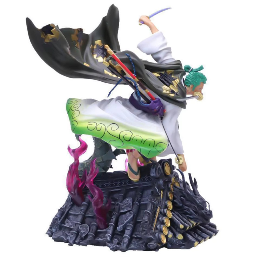 Bandai One Piece Roronoa Zoro Actionfigur, Dreischwert-Stil Dachszene, 22cm - Bild 3