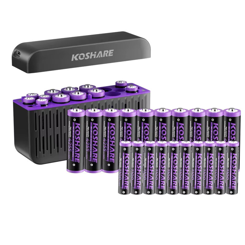 KOSHARE Smart Li-Ionen-Akkuladegerät mit 16 Steckplätzen und LED-Anzeige inklusive AA und AAA Lithium-Akkus 1,5V - Bild 5