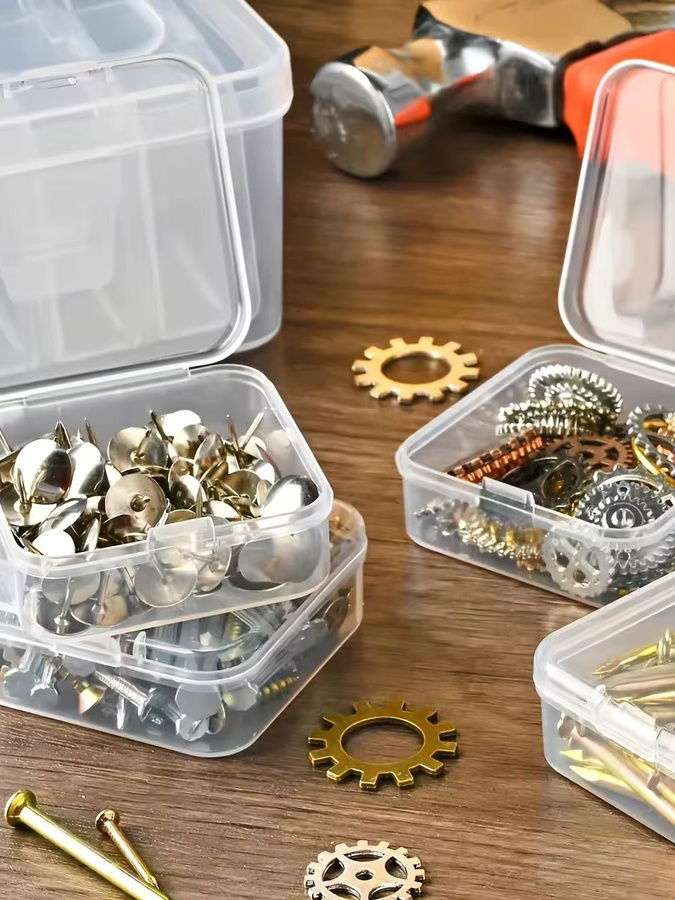 Transparente Kunststoff-Aufbewahrungsbox mit Deckel und Gitterstruktur für Schmuck, Bastelarbeiten und Kleinteile, Farbe: Transparent, B/T/H: 22,5 x 6,0 x 1,0 cm - Bild 4