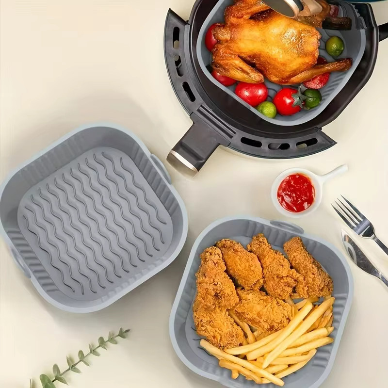 Wiederverwendbare Silikon-Einlage für Luftfritteusen und Töpfe, grau - Bild 2