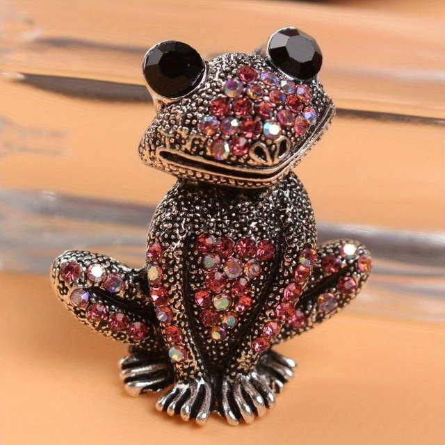 YIRAN Brosche Frosch Kröte, Strass, black, Unisex - Bild 1