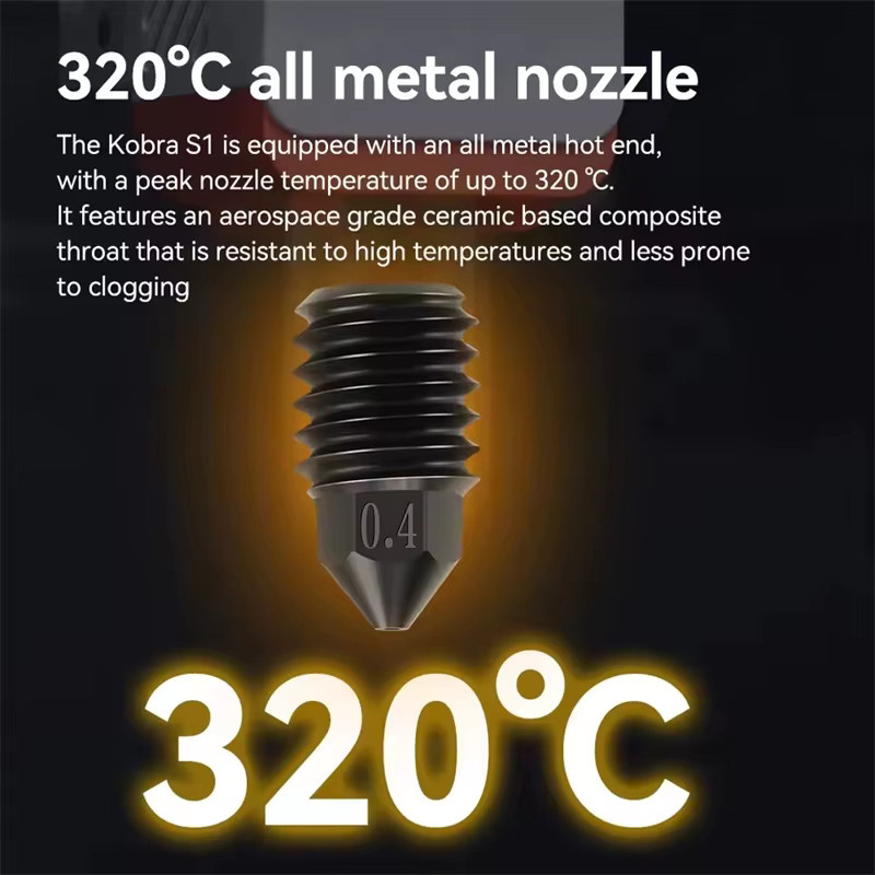 Anycubic Upgrade-Hotend für Anycubic Kobra S1 Combo, 24V 48W, Vollmetall-Hotend mit 0,4mm Düse und Keramik-Heizelement - Bild 3