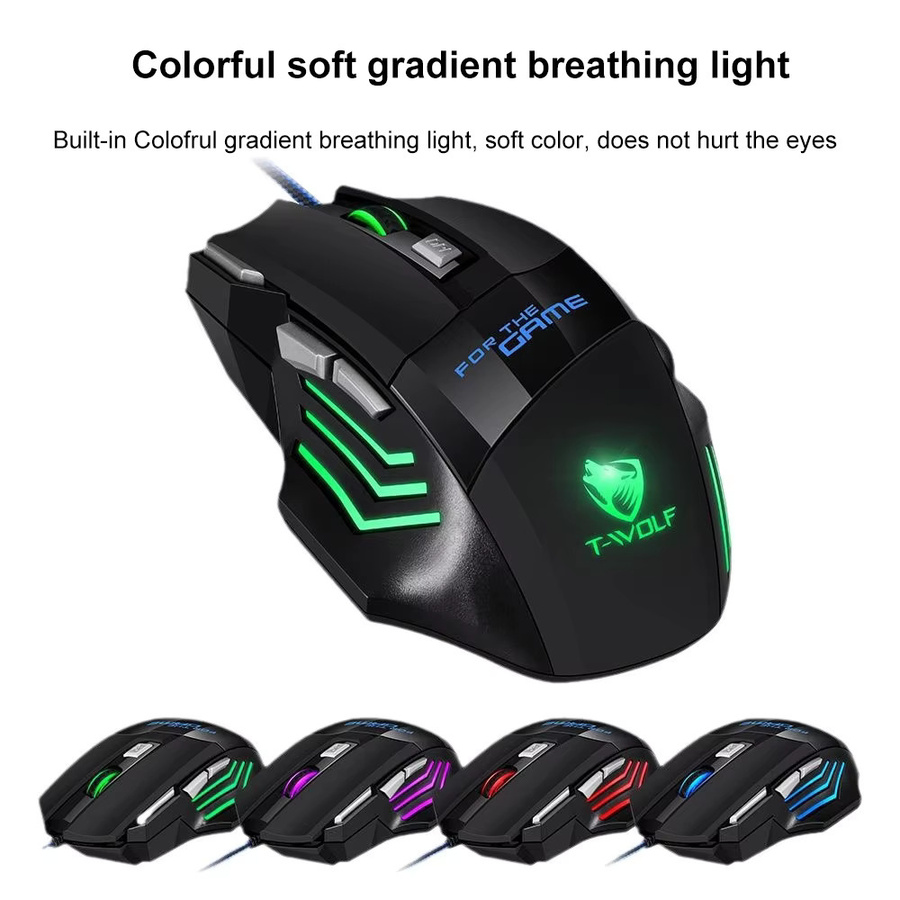 KEBIDUMEI RGB Gaming-Maus mit 7 Tasten, ergonomische USB-Maus mit Kabel in Schwarz für PC, Laptop, Windows und Mac OS - Bild 3