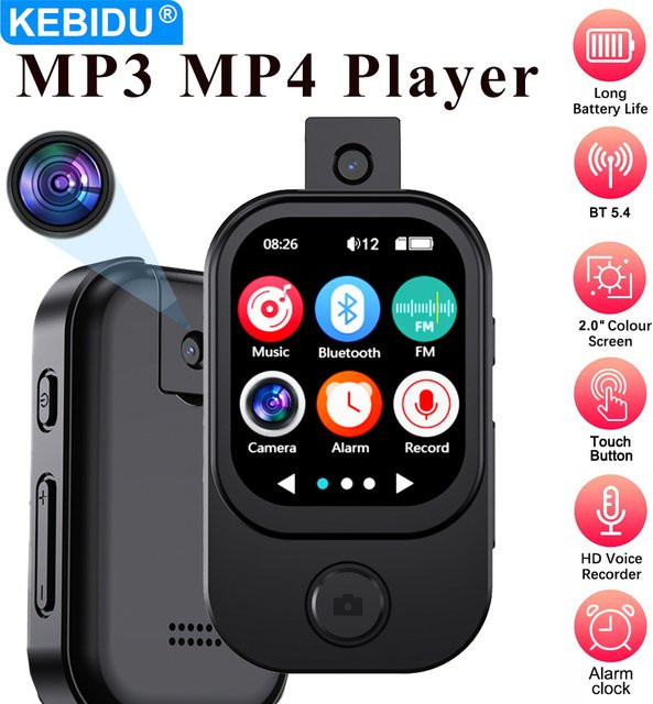 KEBIDU MP4 MP3 Player Bluetooth 5.4 in Schwarz mit integriertem Lautsprecher, Kamera, FM und E-Book Funktion - Bild 1