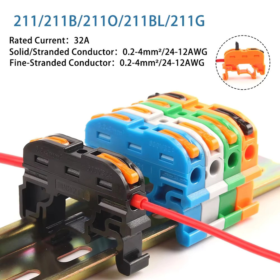 DIY GO Schnellanschluss-Klemmen Typ Drücken für DIN-Schiene, Ersatz für UK 2,5 B, Multicolour - Bild 2