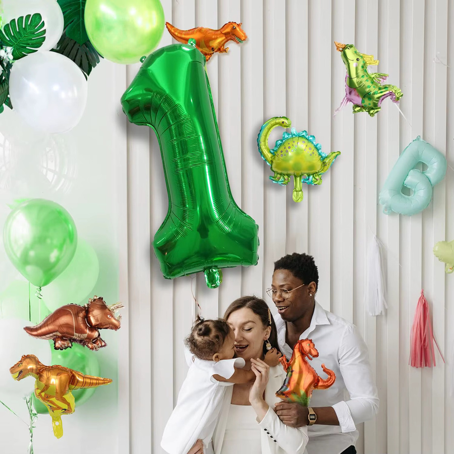 RENYUAN Dinosaurier Ballon-Set für Kindergeburtstage, 6 Stück, Grün, Partydekoration mit Tier-Motiven - Bild 2