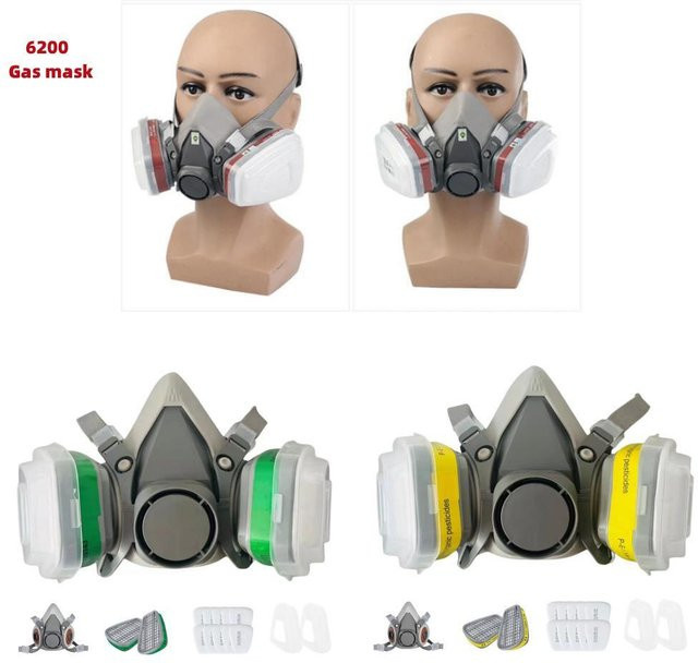 6200 Halbgesichtsmaske mit Filtern in Grau für Malen, Schweißen, Holzbearbeitung und Bio-Dampfen - Bild 1