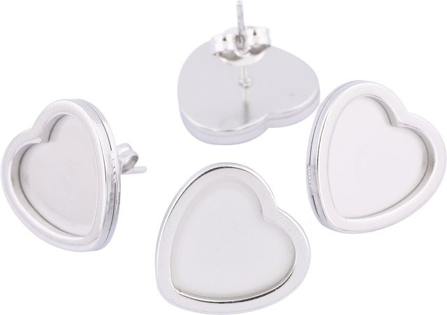 Ohrring Basis Rohlinge, Edelstahl, 12mm Herz Cabochon, Unisex - Bild 1