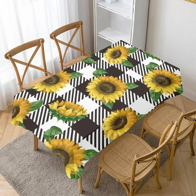 JINGYUE Pet Tischdecke mit Sonnenblumenmuster in Gelb, rechteckig, wasserabweisend, B: 100 cm, L: 145 cm - Bild 1