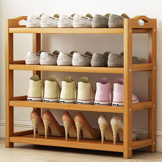 Aimo Mehrschichtiges Schuhregal aus Bambus in Beige mit großer Kapazität - Bild 1