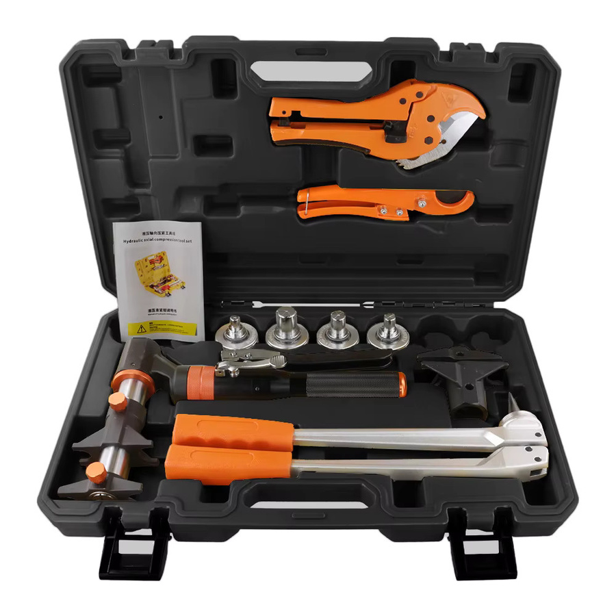 Podofo Hydraulisches Rohraufweiter- und Crimpwerkzeug-Set für Fußbodenheizung sowie Warm- und Kaltwasserleitungen mit Rohrschneid-, Bördel- und Klemmzangen - Bild 3