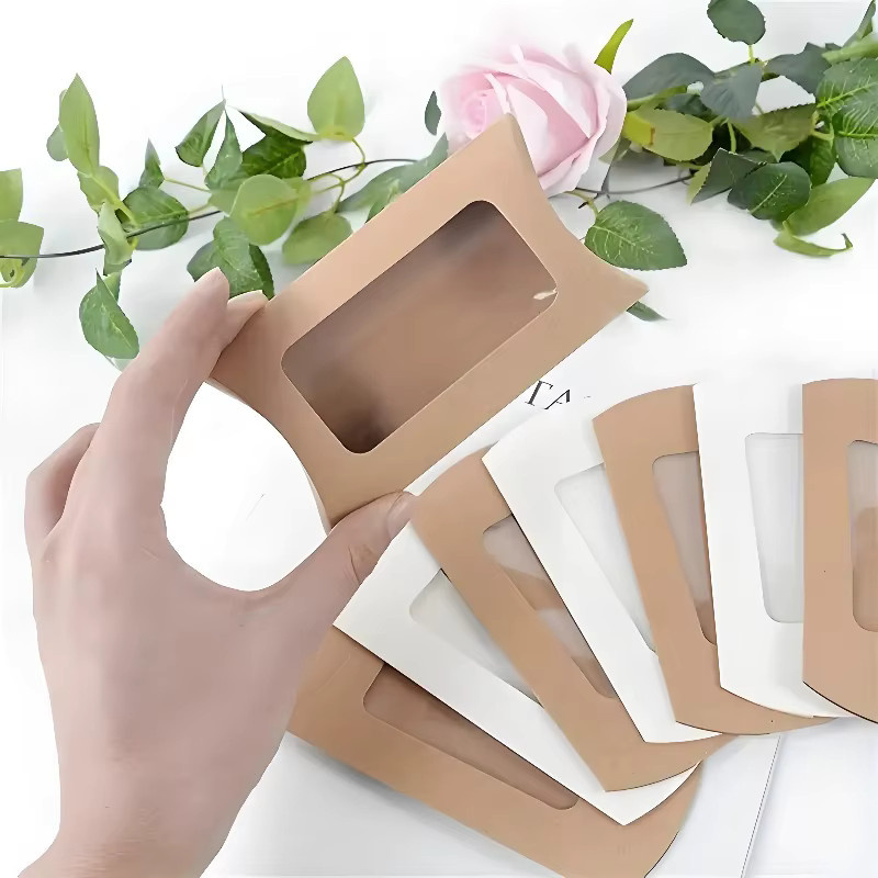 50 Stück Kissenförmige Geschenkboxen aus weißem Kraftpapier für Weihnachten, Halloween und Partys - Bild 3