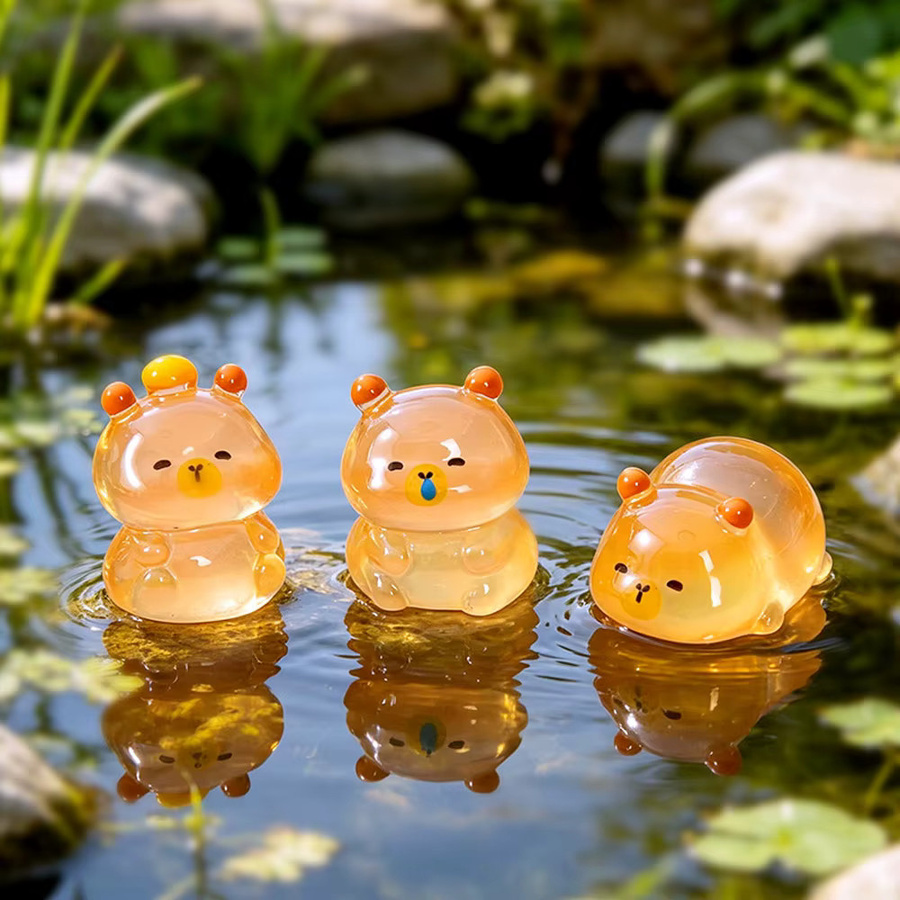 MICROUND Mini-Capybara-Figuren, 9-teiliges Set, im Dunkeln leuchtend, Harz - Bild 3