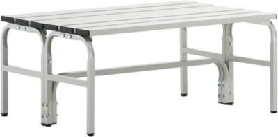 Sypro Umkleidebank aus Edelstahlrohr und Alu, doppelt, lichtgrau, Breite: 101,5 cm - Bild 1