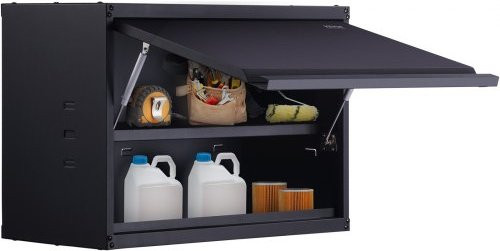 VEVOR Werkstatt Wandschrank aus schwarzem Stahl mit 2 Regalen, H: 50,0 cm, B: 77,0 cm, T: 31,8 cm - Bild 1