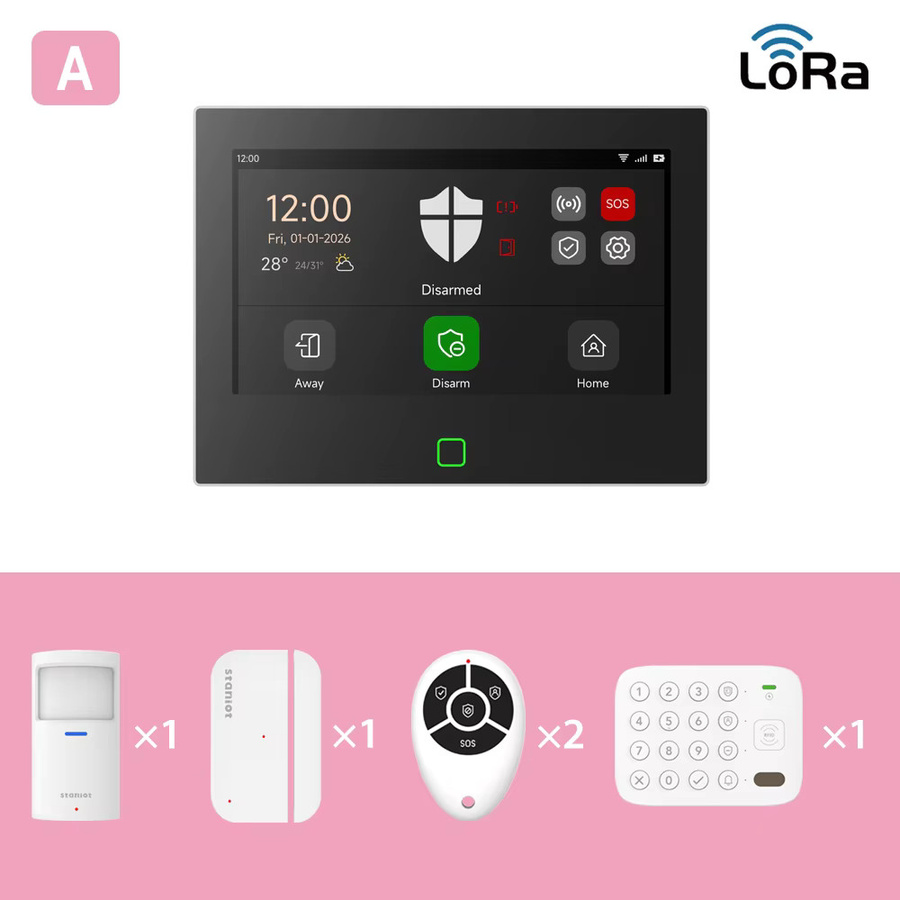 Staniot 7 Zoll LoRa Schutzalarm-Set in Weiß mit WiFi und 4G für dein Tuya Smart Home, Einbruchschutz-Alarmsystem mit 5000mAh Akku, kompatibel mit Alexa - Bild 2