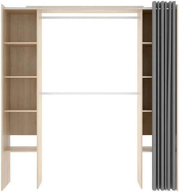 Offener Kleiderschrank Dorian von Vente-unique in Eiche Natur und Grau, Breite: 110 cm, Höhe: 180 cm - Bild 1
